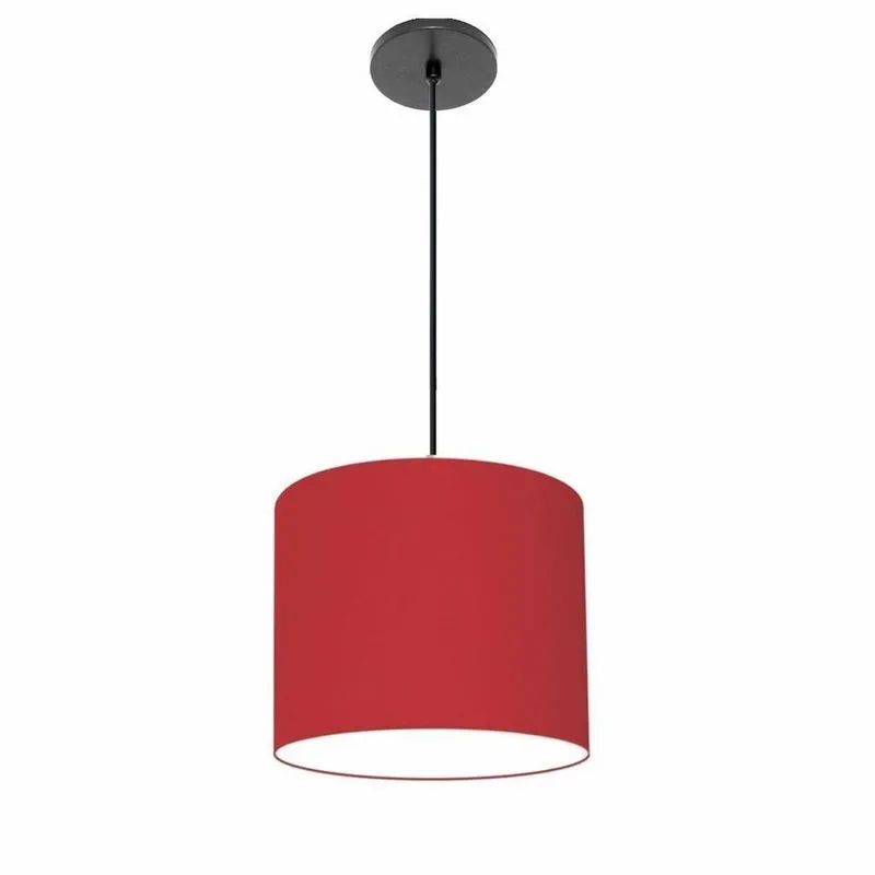 Luminária Pendente Free Lux Md-4105 Cilíndrica Com Cúpula Em Tecido Bordo Vivare Brasil Iluminação