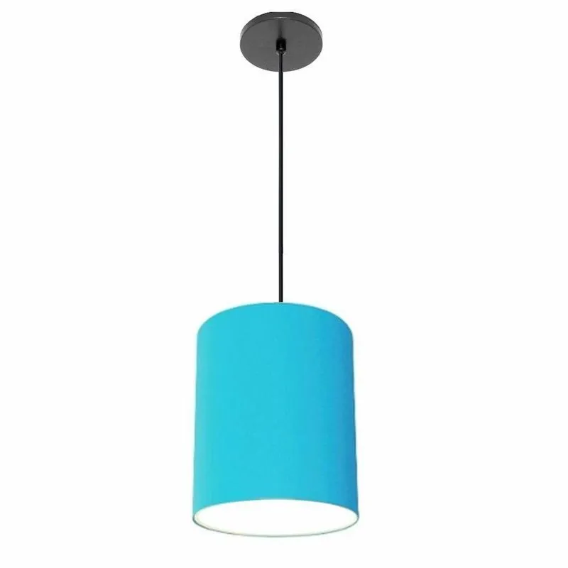 Lustre Pendente Free Lux PE-4104PR Cúpula em Tecido Cilíndrica 15x25cm Azul-turquesa Vivare Brasil