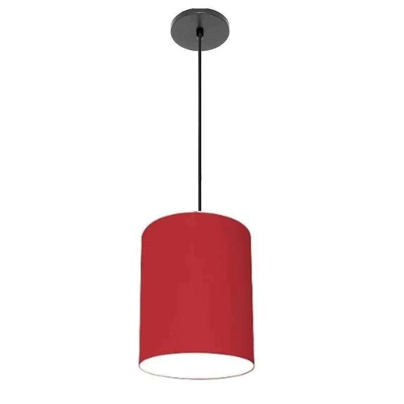 Lustre Pendente Free Lux PE-4104PR Cúpula em Tecido Cilíndrica 15x25cm Bordô Vivare Brasil