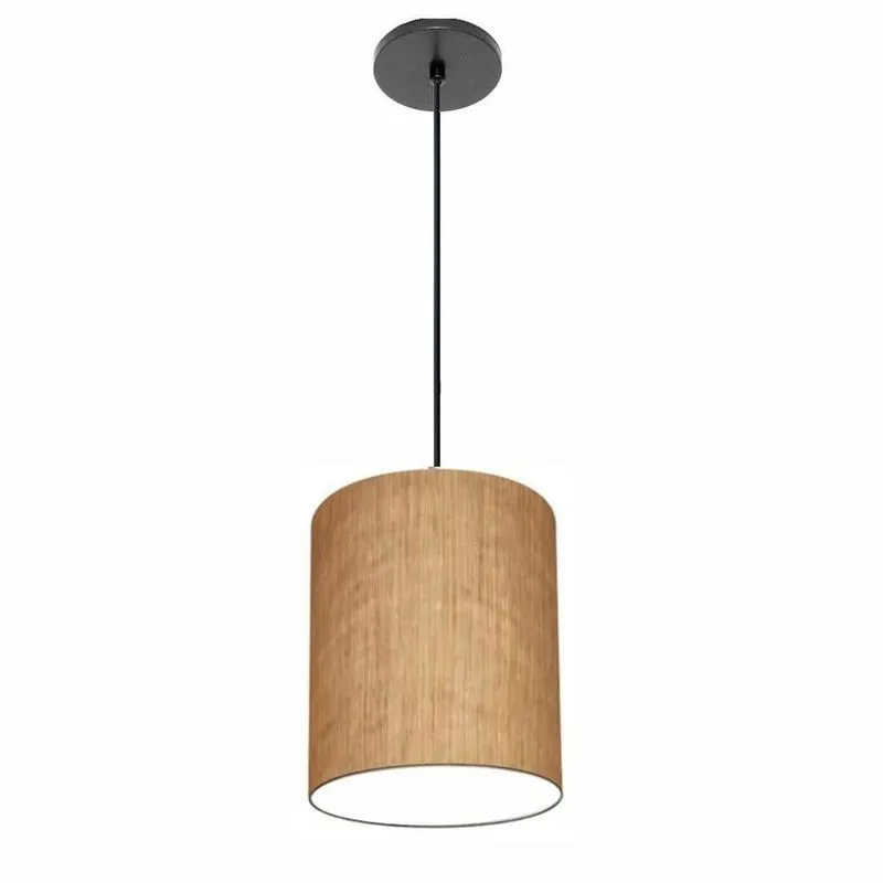 Luminária Pendente Free Lux Md-4104 Cúpula Em Tecido Palha Canopla Preta Vivare Brasil Iluminação