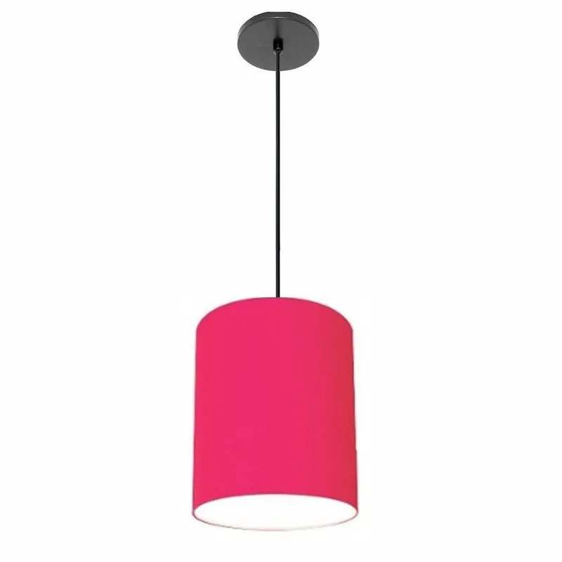 Luminária Pendente Free Lux Md-4104 Cúpula Em Tecido Canopla Preta Fio Ajustável Pink Vivare Brasil