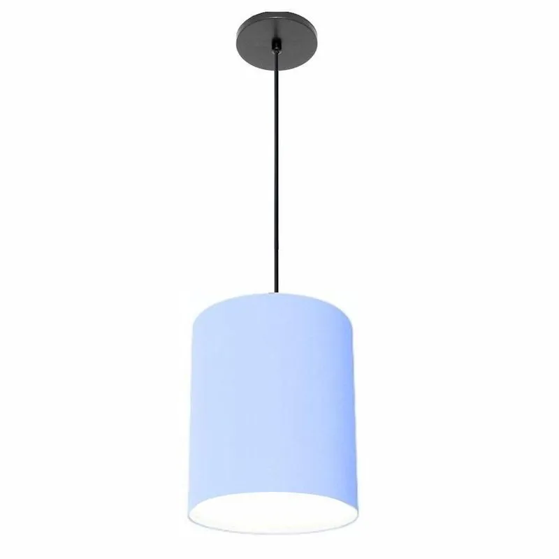 Lustre Luminária Pendente Vivare Free Lux Pe-4103pr Cúpula Em Tecido 15x20cm Azul-bebê Canopla Preta E Fio Preto
