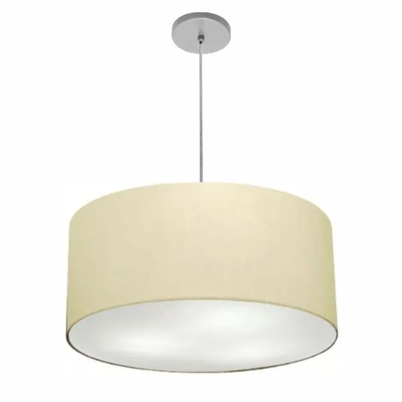 Lustre Pendente Cilíndrico Free Lux PE-4386CZ Cúpula Em Tecido Algodão Cru Canopla Cinza Vivare