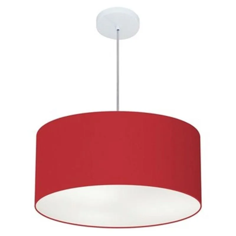 Lustre Pendente Cilíndrico Free Lux PE-4386BR Médio Com Cúpula Em Tecido Bordô Vivare Brasil