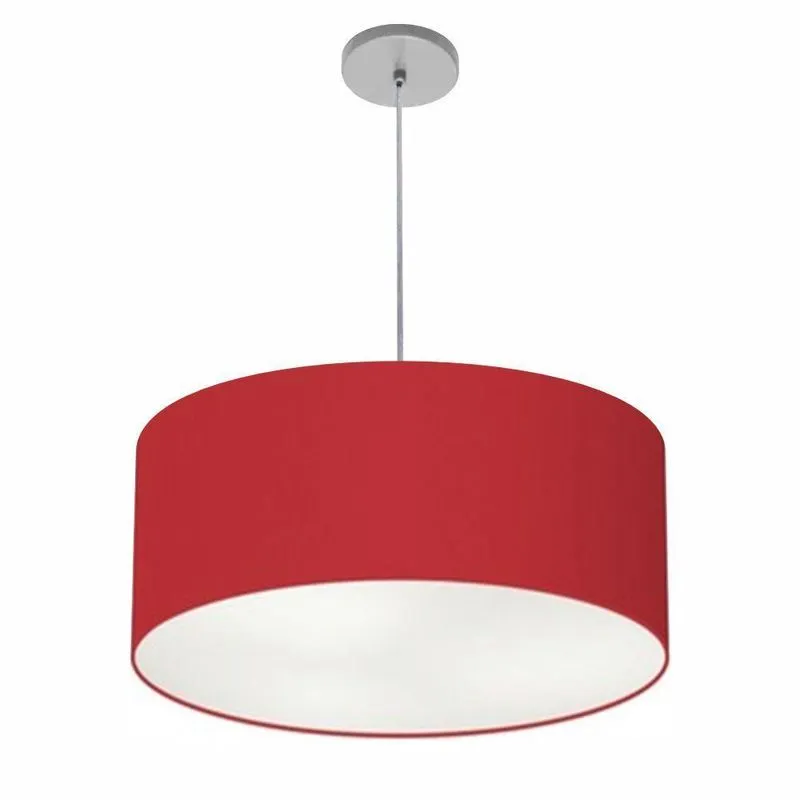 Lustre Pendente Cilíndrico Free Lux PE-4386CZ Com Cúpula Em Tecido, Canopla Cinza, Fio Cristal Bordô