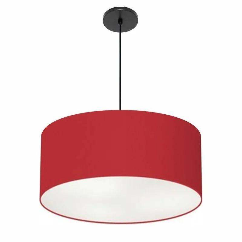 Lustre Pendente Cilíndrico Free Lux PE-4386PR Com Cúpula Em Tecido Bordô Vivare Brasil Iluminação