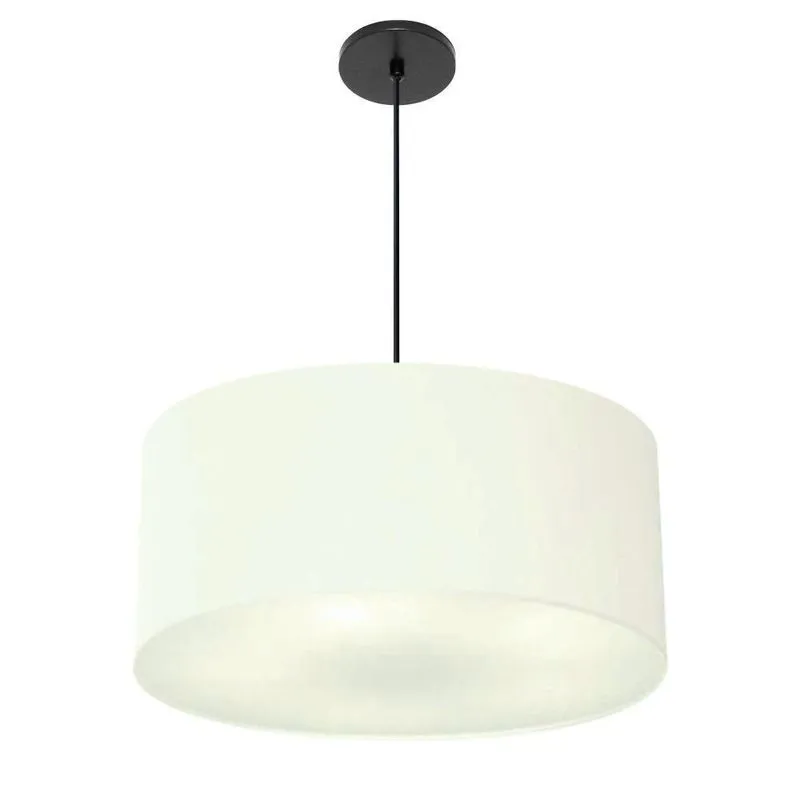 Lustre Pendente Cilíndrico Vivare Free Lux PE-4386PR Com Cúpula Em Tecido 50x25cm Branca Vivare