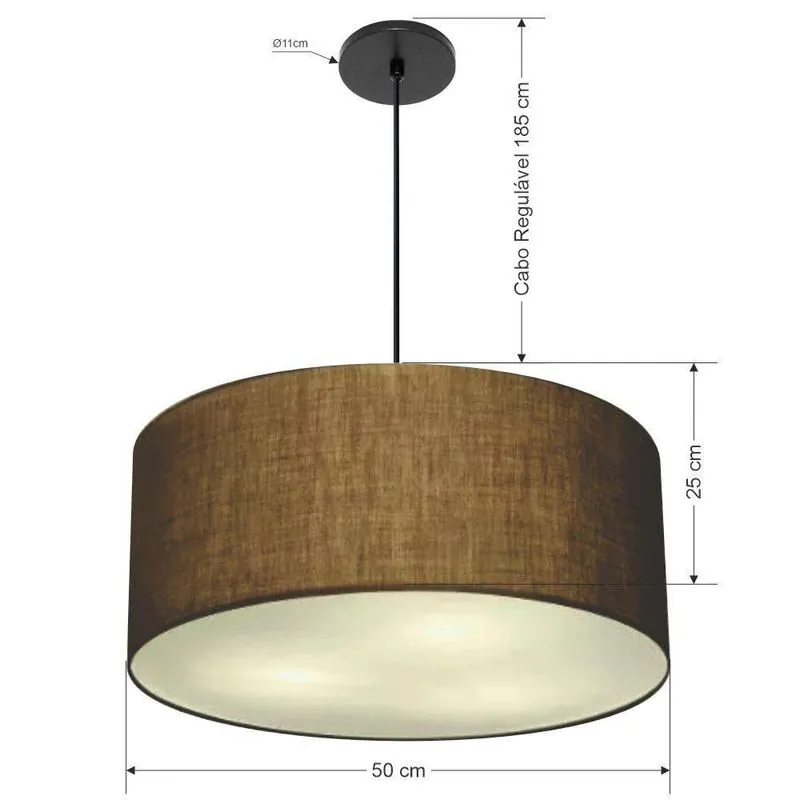 Lustre Pendente Cilíndrico Free Lux Md-4386 Cúpula Em Tecido Resistente À Maresia Café Vivare Brasil