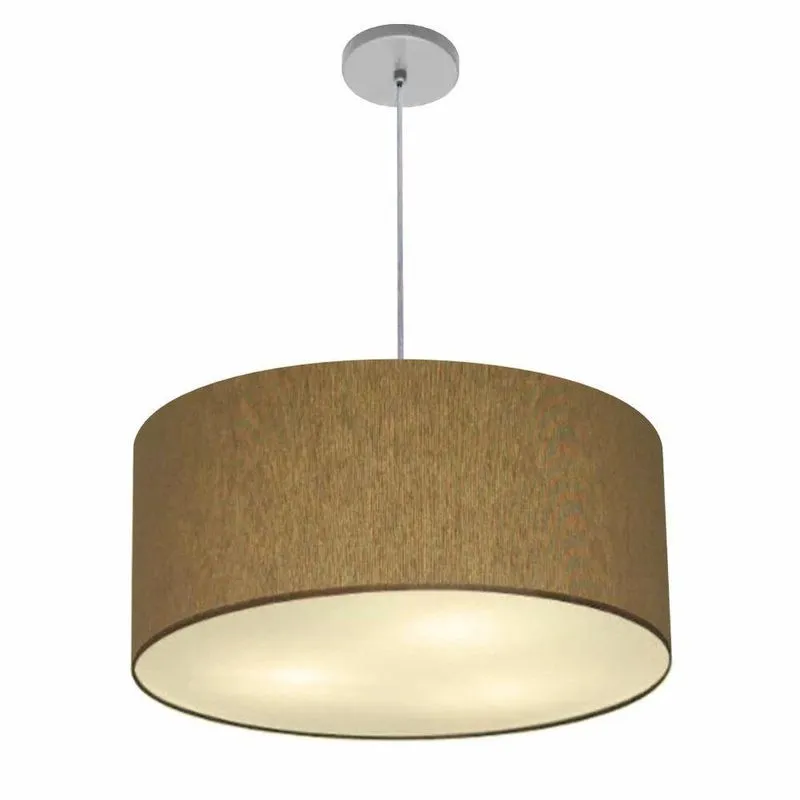 Lustre Pendente Cilíndrico Vivare Free Lux Pe-4386cz Cúpula Em Tecido Resistente À Maresia Cáqui