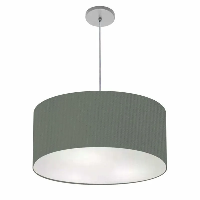 Lustre Pendente Cilíndrico Free Lux Pe-4386cz Com Cúpula Em Tecido E Canopla Cinza-escuro Vivare