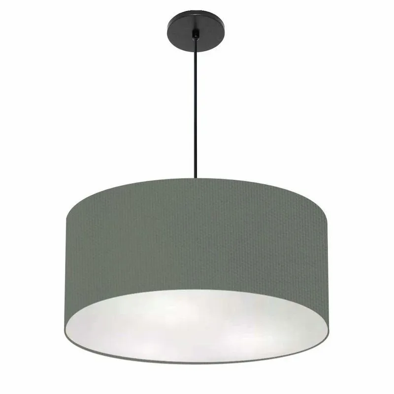 Lustre Pendente Cilíndrico Free Lux PE-4386PR Com Cúpula Em Tecido Cinza-Escuro Vivare Brasil