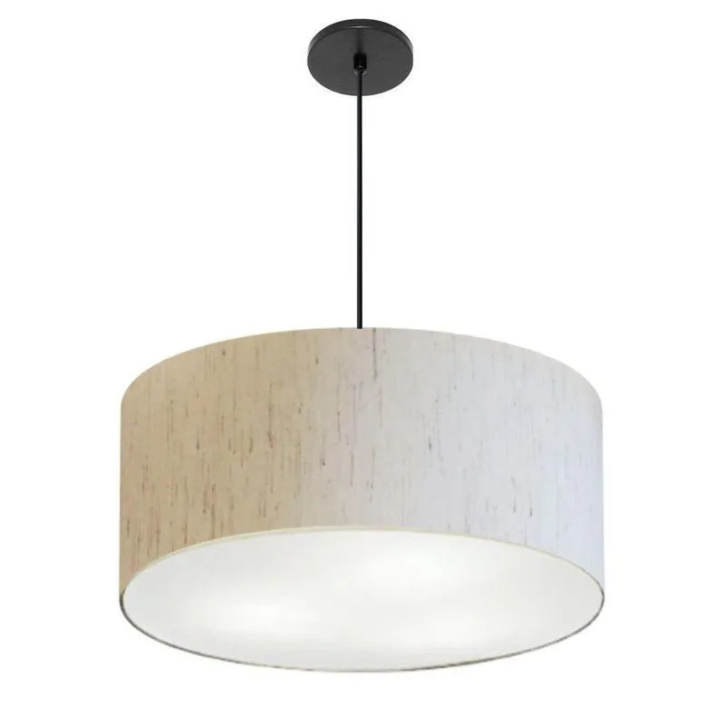 Lustre Pendente Cilíndrico Free Lux PE-4386PR com Cúpula em Tecido Linho Bege Vivare Brasil
