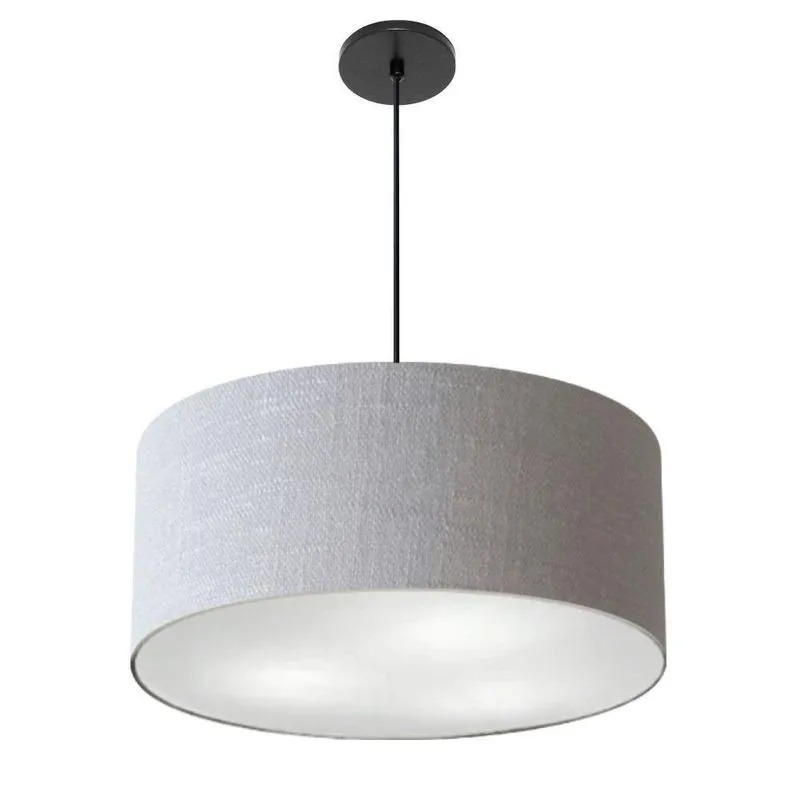 Lustre Pendente Cilíndrico Vivare Free Lux Md-4386 Com Cúpula Em Tecido 50x25 Rústico-cinza Vivare