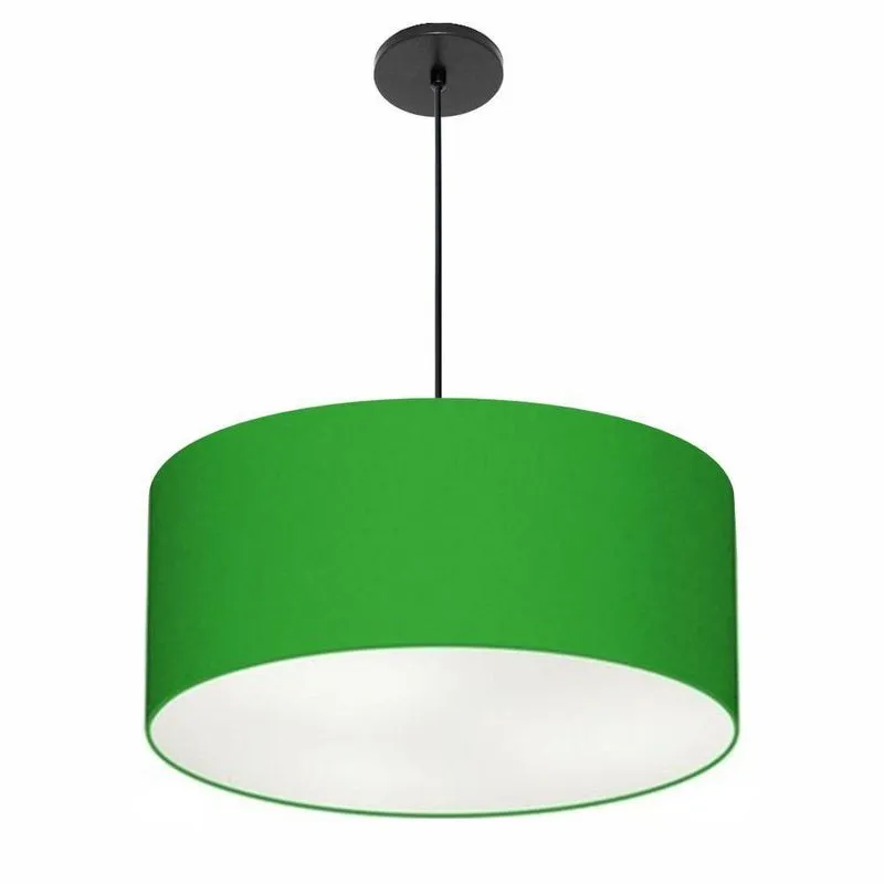 Lustre Pendente Cilíndrico Free Lux PE-4386PR Cúpula Em Tecido Verde-Folha Vivare Brasil Iluminação