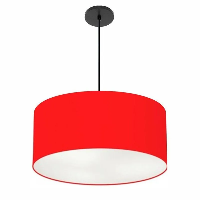 Lustre Pendente Cilíndrico Free Lux PE-4386PR com Cúpula em Tecido Vermelho Vivare Brasil Iluminação