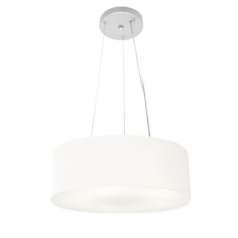 Lustre Pendente MD-39801 para 3 Lâmpadas E27 Bivolt com Cúpula em Tecido Branco Vivare Brasil