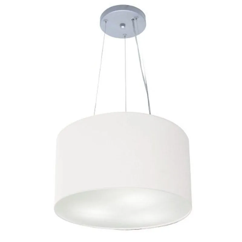 Lustre Luminária Pendente Cupula Em Tecido Md-39801 - Bivolt - Para 3-lâmpadas E27 - Lustres Vivare Branco 40x21cm