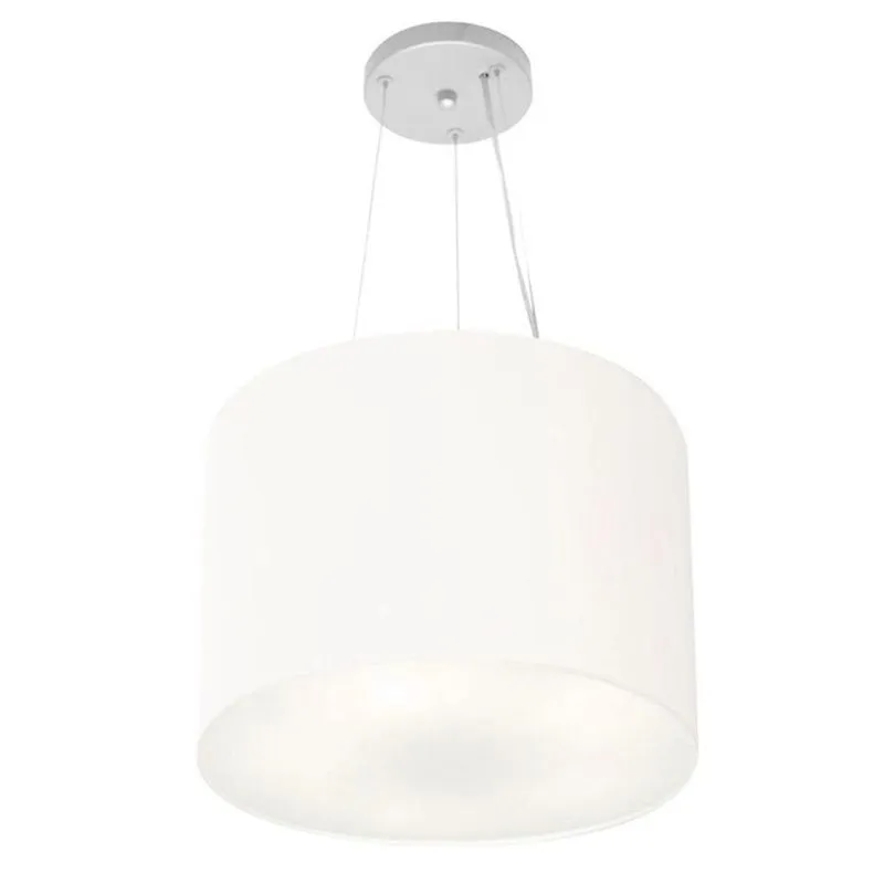 Lustre Pendente MD-39801 para 3 Lâmpadas E27 Cúpula em Tecido Branco Vivare Brasil Iluminação