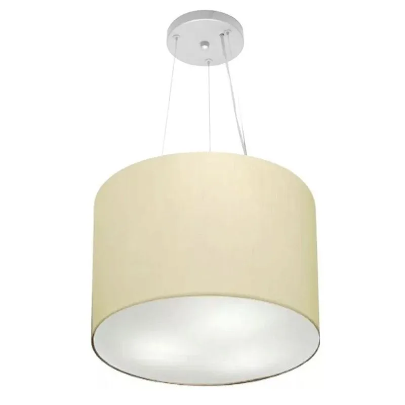 Lustre Luminária Pendente Cupula Em Tecido Md-39801 - Bivolt - Para 3-lâmpadas E27 - Lustres Vivare Algodão-crú 40x30cm