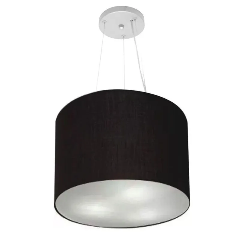 Lustre Pendente MD-39801 para 3 Lâmpadas E27 Bivolt Tecido Preto Vivare Brasil Iluminação