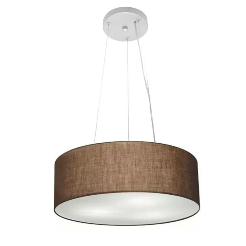 Lustre Pendente MD-39803 para 3 Lâmpadas E27 Bivolt em Tecido Café Vivare Brasil Iluminação