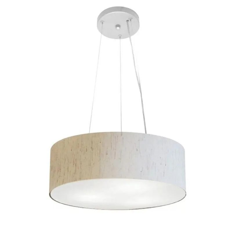Lustre Luminária Pendente Cupula Em Tecido Md-39803 - Bivolt - Para 3 Lâmpadas E27 - Lustres Vivare Linho-bege 40x15cm