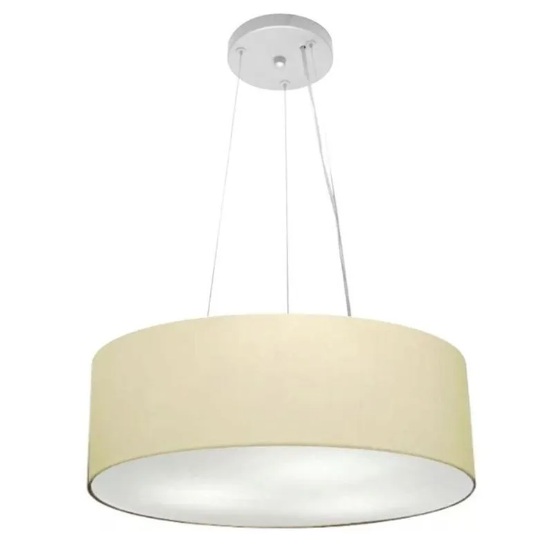 Lustre Luminária Pendente Cupula Em Tecido Md-39803 - Bivolt - Para 3 Lâmpadas E27 - Lustres Vivare Algodão-crú 45x15cm
