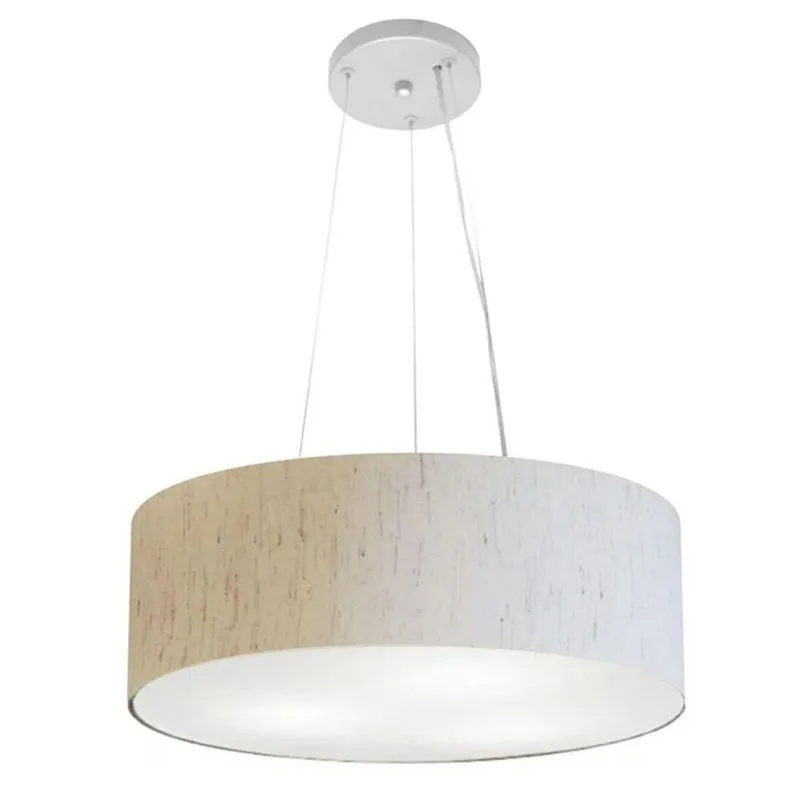 Lustre Luminária Pendente Cupula Em Tecido Md-39803 - Bivolt - Para 3 Lâmpadas E27 - Lustres Vivare Linho-bege 45x15cm