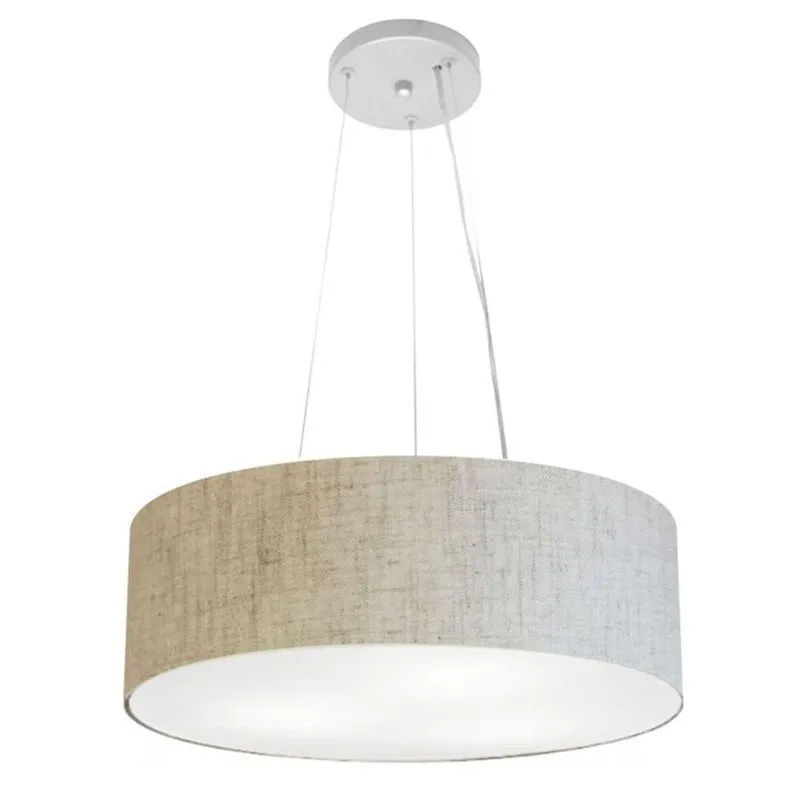 Lustre Luminária Pendente Cupula Em Tecido Md-39803 - Bivolt - Para 3 Lâmpadas E27 - Lustres Vivare Rustico-bege 45x15cm