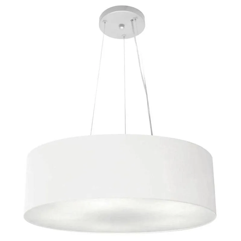 Lustre Luminária Pendente Cupula Em Tecido Md-39803 - Bivolt - Para 3 Lâmpadas E27 - Lustres Vivare Branco 50x15cm