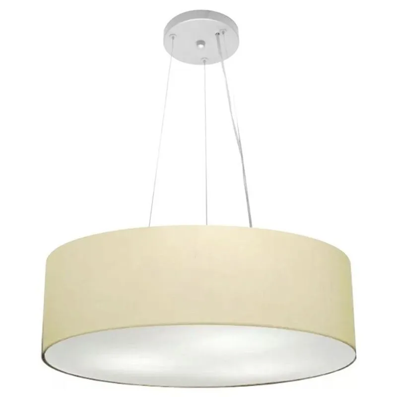 Lustre Luminária Pendente Cupula Em Tecido Md-39803 - Bivolt - Para 3 Lâmpadas E27 - Lustres Vivare Algodão-crú 50x15cm