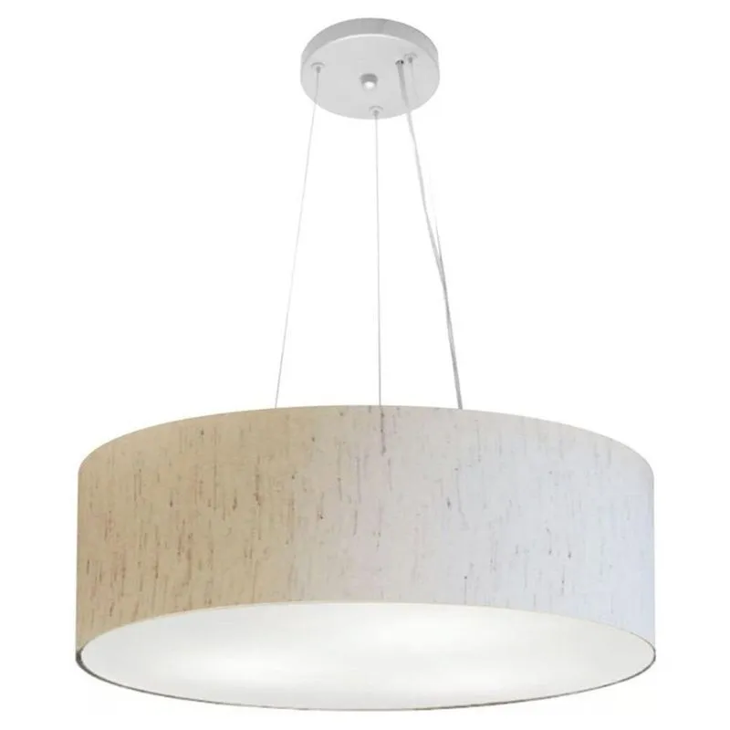 Lustre Luminária Pendente Cupula Em Tecido Md-39803 - Bivolt - Para 3 Lâmpadas E27 - Lustres Vivare Linho-bege 50x15cm