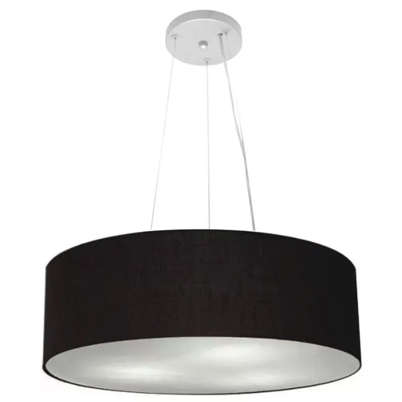 Lustre Luminária Pendente Cupula Em Tecido Md-39803 - Bivolt - Para 3 Lâmpadas E27 - Lustres Vivare Preto 50x15cm