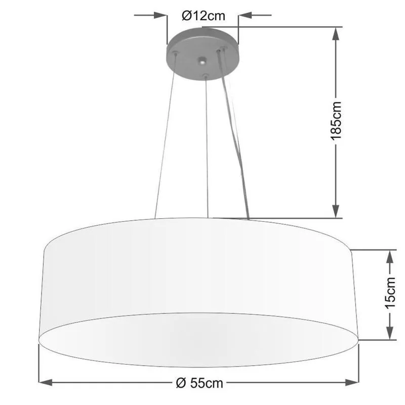 Lustre Luminária Pendente Cupula Em Tecido Md-39803 - Bivolt - Para 3 Lâmpadas E27 - Lustres Vivare Algodão-crú 55x15cm