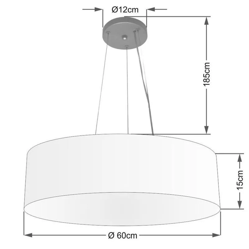 Lustre Luminária Pendente Cupula Em Tecido Md-39803 - Bivolt - Para 3 Lâmpadas E27 - Lustres Vivare Linho-bege 60x15cm