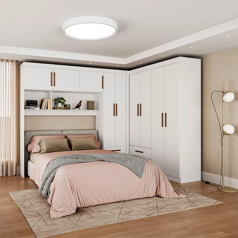 Guarda Roupa Casal Modulado 5 Portas Hercules 4 Portas 4 Gavetas Branco - Carioca Móveis