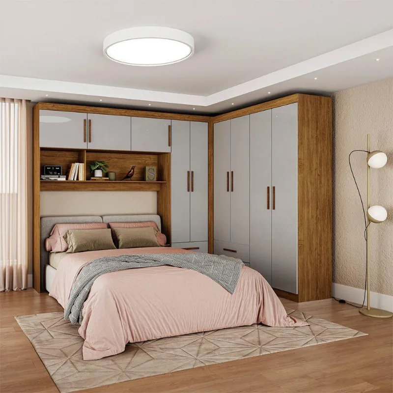 Guarda Roupa Casal Modulado 5 Portas Hercules 4 Portas 4 Gavetas Cinamomo com Off White - Carioca Móveis
