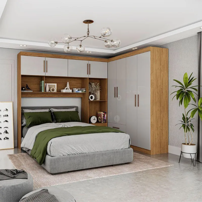 Guarda Roupa Casal Modulado 4 Portas Hercules 4 Portas 4 Gavetas Cinamomo com Off White - Carioca Móveis