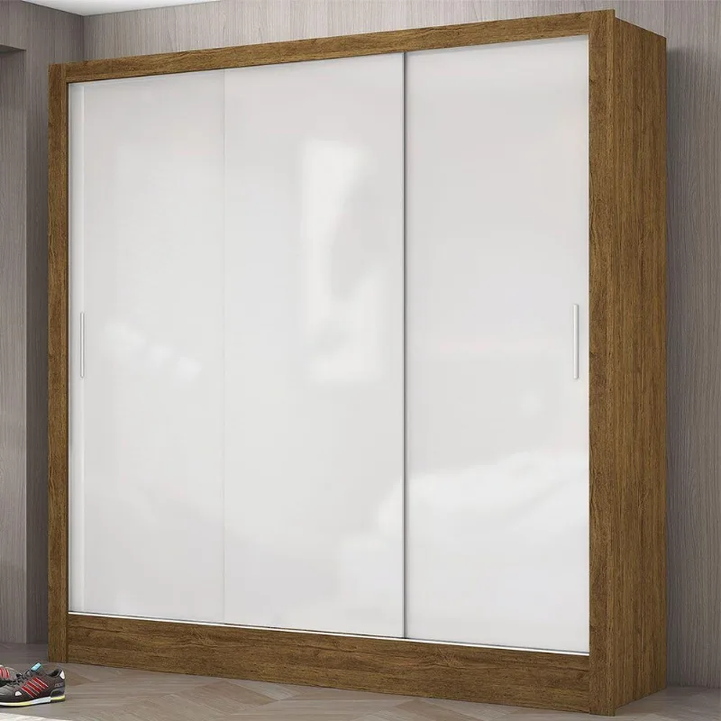 Guarda Roupa Casal Dubai 3 Portas De Correr Carioca Móveis Cinamomo Branco - Carioca Móveis
