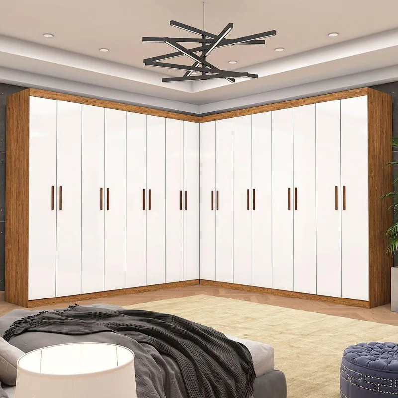 Closet Casal Duplo Rubi Premium 16 Portas 8 Gavetas Cinamomo Branco - Carioca Móveis