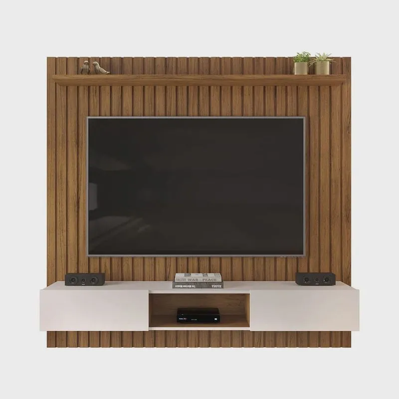 Painel para tv até 70 com 1,83 x 1,75cm Ragusa Freijó - Off White - ÉdeCasaMóveis