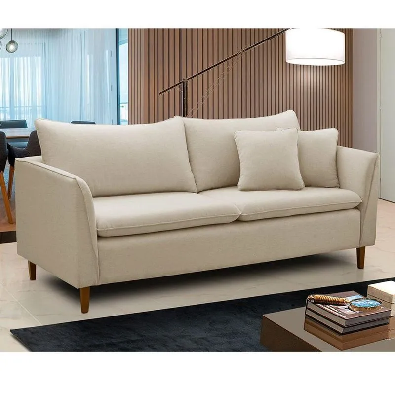 Sofá Living Kassia 2 Lugares 1,84m Bege Lansofbr