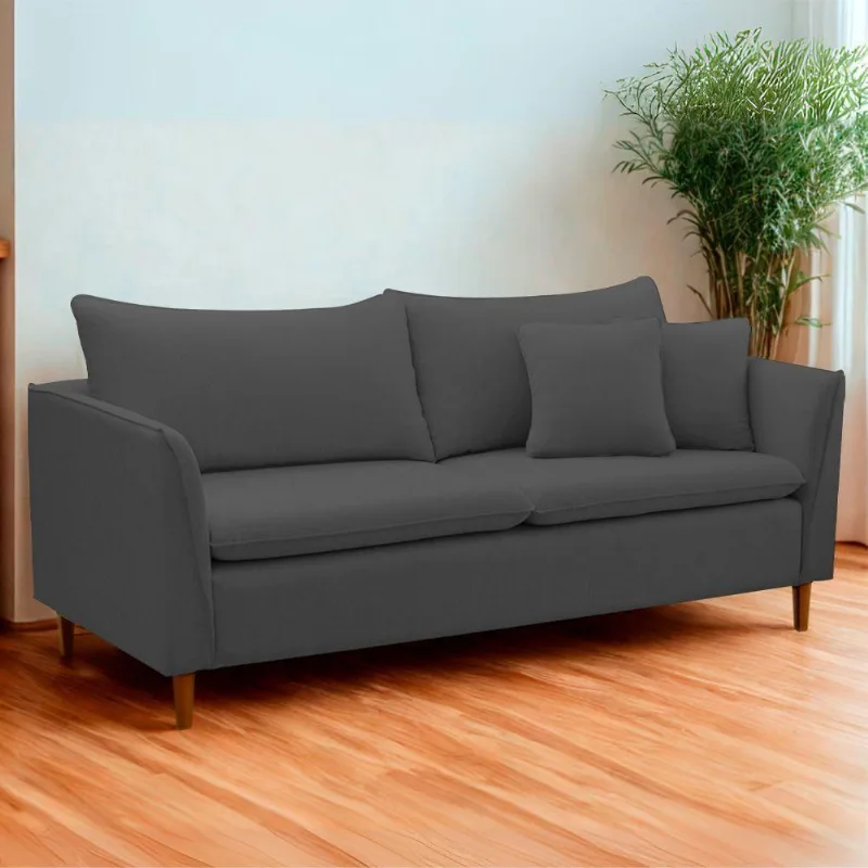 Sofá Living Kassia 1,64m 2 Lugares 1,64m Bouclé Lansofbr Cores Grafite