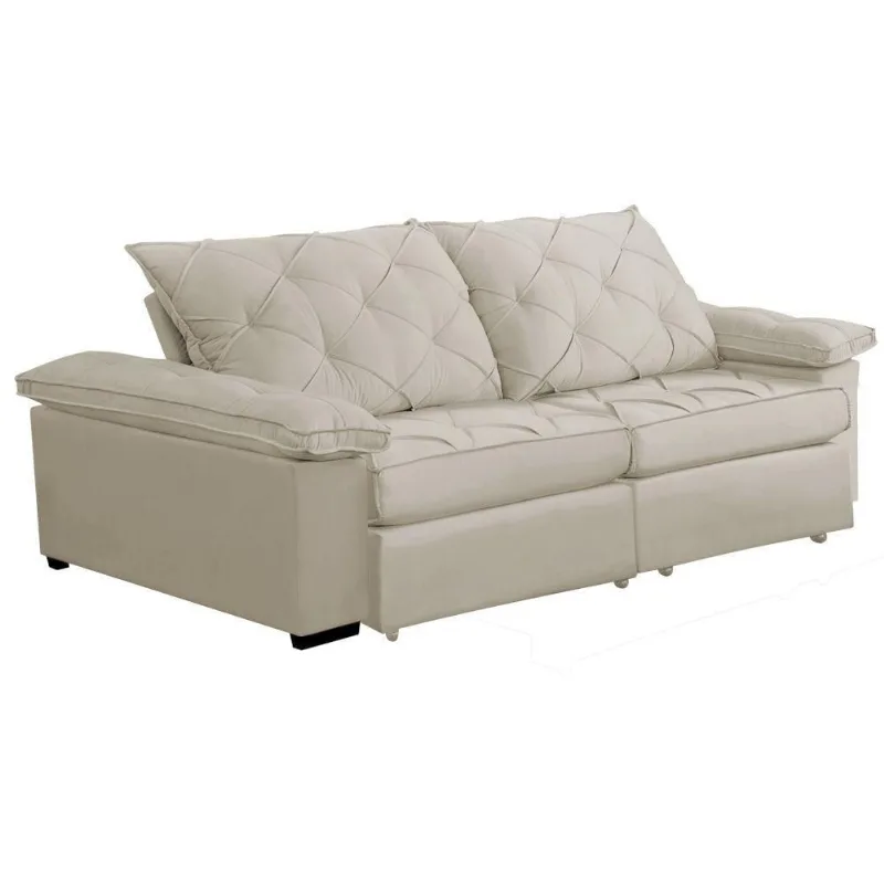 Sofá Retrátil E Reclinável 2,20m Clara | Conforto Premium E Design Elegante Bege