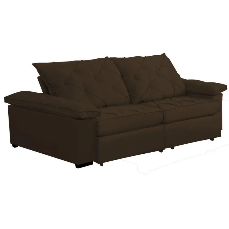 Sofá Retrátil E Reclinável 2,20m Clara | Conforto Premium E Design Elegante Marrom