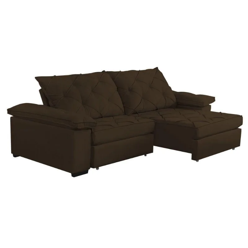 Sofá Retrátil E Reclinável 2,40m Clara | Conforto Premium E Design Elegante Marrom