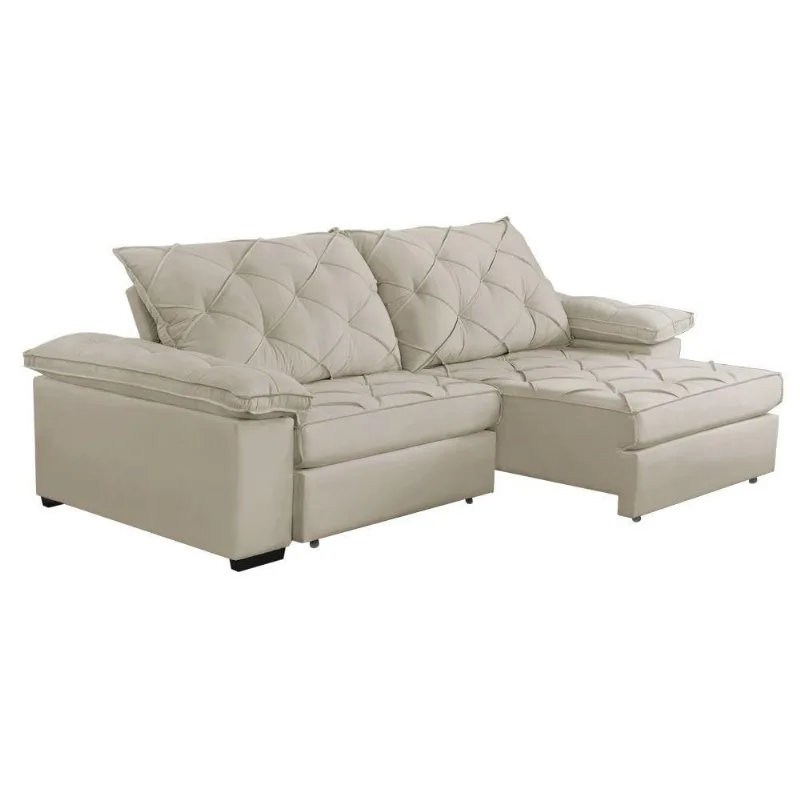 Sofá Retrátil E Reclinável 2,50m Clara | Conforto Premium E Design Elegante | Lansof Cores Bege