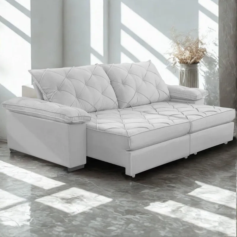 Sofá Retrátil E Reclinável 2,90m Clara | Conforto Premium E Design Elegante | Lansof Cores Cinza