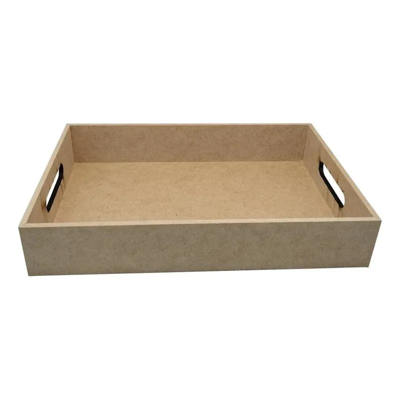 Bandeja Retangular Rustica Artesanal Em Mdf Grande 40x27x6 C