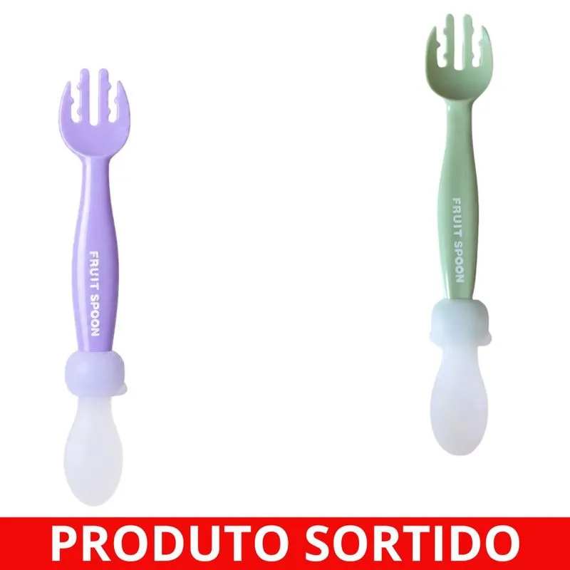 Colher plástica Dupla Com Garfo Infantil Sortida 9156 Cim - UN